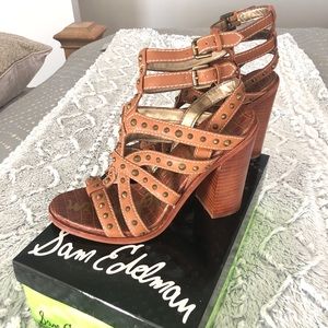 Sam Edelman Studded Leather Gladiator Heel Sandals
